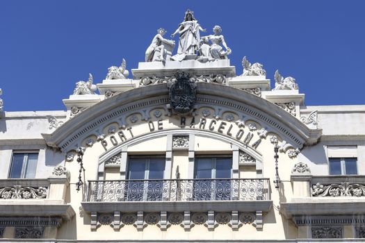 Details of historical building Port of Barcelona, Port Vell, Spain
