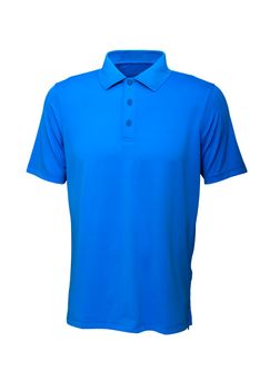 Golf tee shirt blue color for man or woman on white background