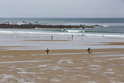 beach coastline sun sand ocean walk people France Normandy Hague