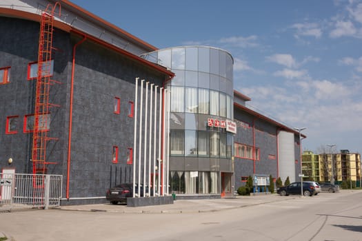 Vityazevo, Russia - April 22, 2016: Indoor sports and gaming complex "Vityaz" in the resort village Vityazevo, a suburb of Anapa