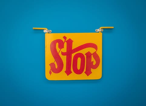 Bright Cheerful Indian Style Red And Yellow Stop Sign