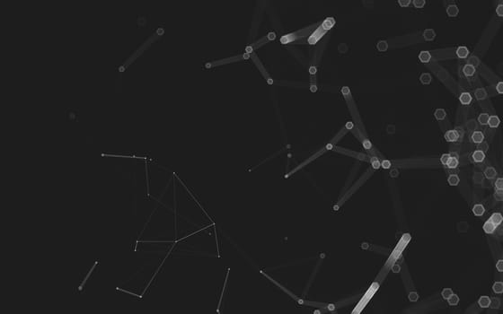 Abstract polygonal space low poly dark background with connecting dots and lines. Connection structure. 3d rendering