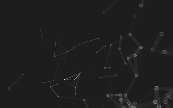 Abstract polygonal space low poly dark background with connecting dots and lines. Connection structure. 3d rendering