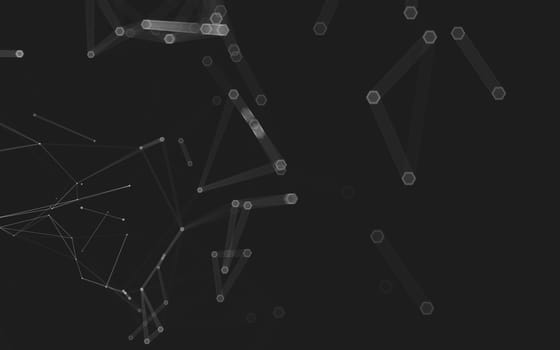 Abstract polygonal space low poly dark background with connecting dots and lines. Connection structure. 3d rendering