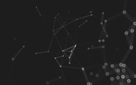 Abstract polygonal space low poly dark background with connecting dots and lines. Connection structure. 3d rendering