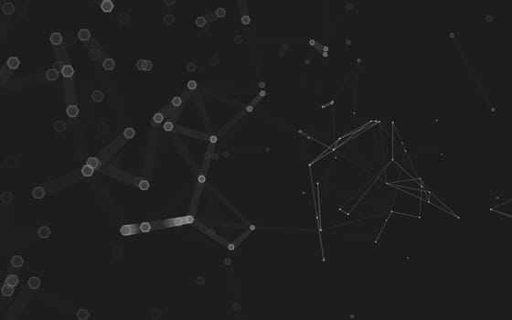 Abstract polygonal space low poly dark background with connecting dots and lines. Connection structure. 3d rendering