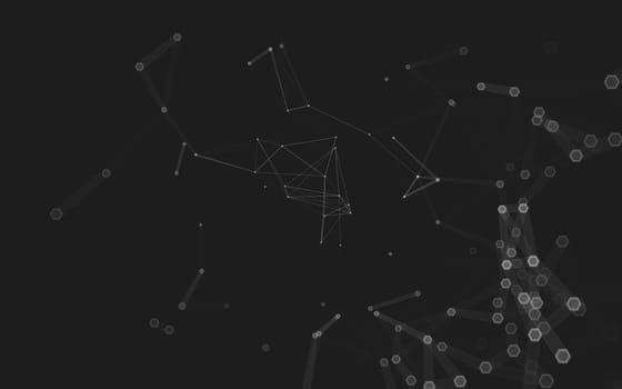 Abstract polygonal space low poly dark background with connecting dots and lines. Connection structure. 3d rendering