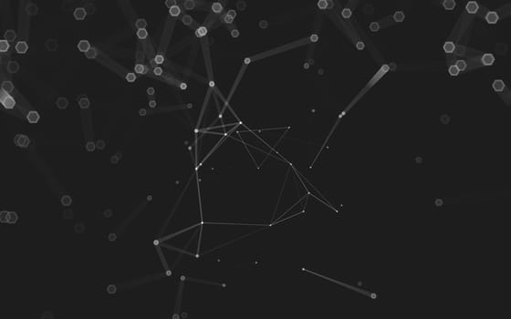 Abstract polygonal space low poly dark background with connecting dots and lines. Connection structure. 3d rendering