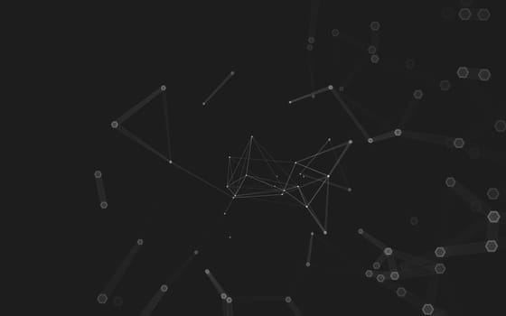 Abstract polygonal space low poly dark background with connecting dots and lines. Connection structure. 3d rendering