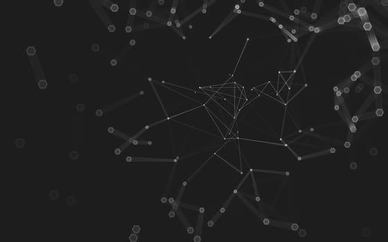 Abstract polygonal space low poly dark background with connecting dots and lines. Connection structure. 3d rendering