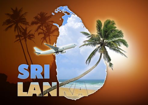 Sri Lanka travel concept on brown background