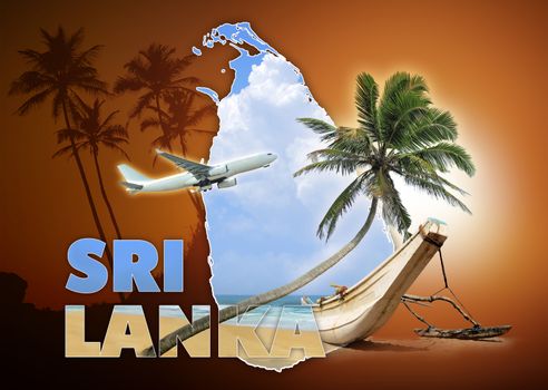 Sri Lanka travel concept on brown background