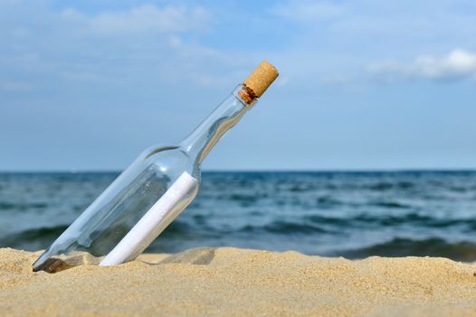 Message in the bottle from ocean. Coming message concepts