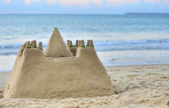 Sand Castle on Beach on summer day