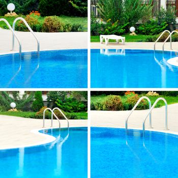 Swimming pool collage with four elements