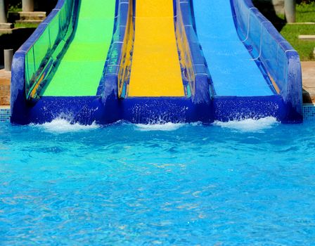 Colorful water slides at the water park