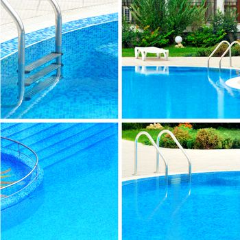 Swimming pool collage with four elements