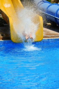 Colorful water slides at the water park