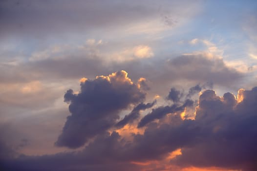 Beautiful sunset and dramatic clouds on the sky