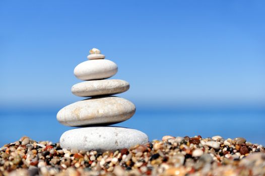 Stack of pebble stones at the beach