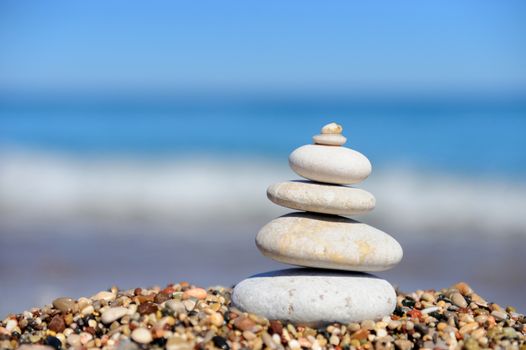 Stack of pebble stones at the beach