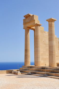 Ruins of ancient temple. Lindos. Rhodes island. Greece