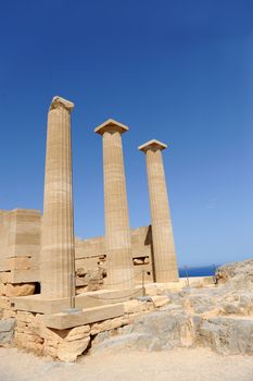 Ruins of ancient temple. Lindos. Rhodes island. Greece