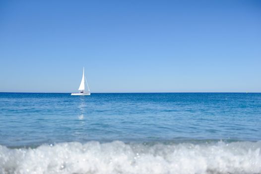 Sailing yacht in the sea