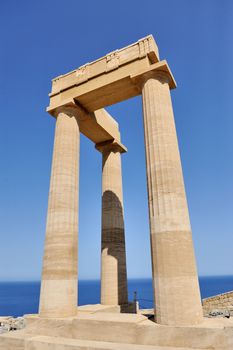 Ruins of ancient temple. Lindos. Rhodes island. Greece