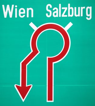  traffic sign in Austria, the way for Vienna and Salzburg