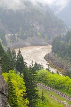 Railway lines at Frazer Canyon, British Columbia, Canada