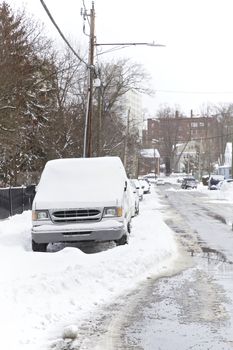 Snow covered cars, Winter storm and season