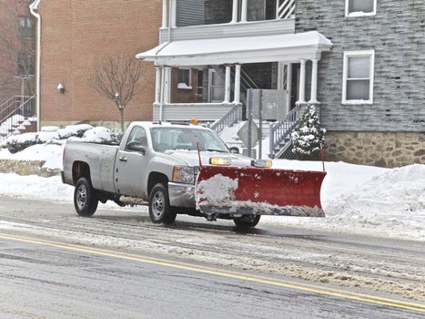 Snow removal clearing roads, Winter storm