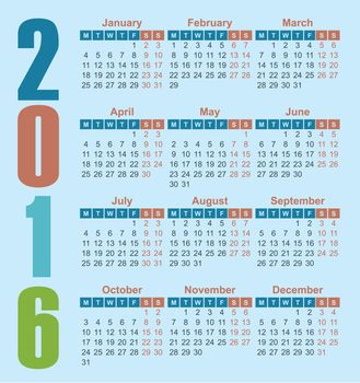 2016 year calendar english