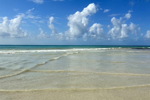 Beach and beautiful tropical ocean. Sky and ocean