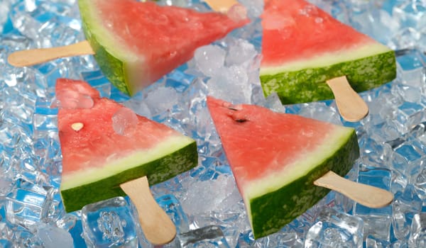 Fresh Watermelon slices on ice