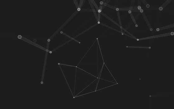 Abstract polygonal space low poly dark background with connecting dots and lines. Connection structure. 3d rendering