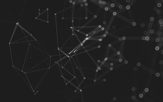 Abstract polygonal space low poly dark background with connecting dots and lines. Connection structure. 3d rendering