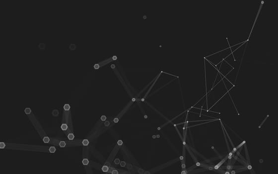 Abstract polygonal space low poly dark background with connecting dots and lines. Connection structure. 3d rendering