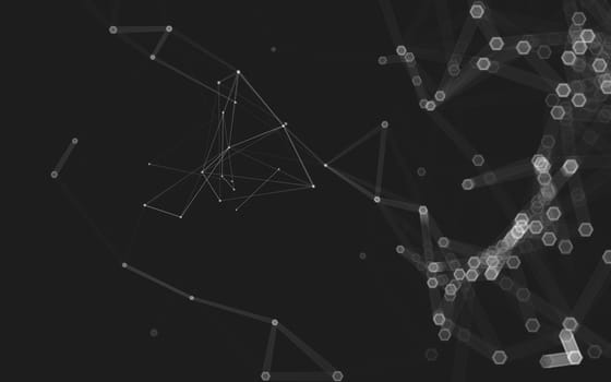 Abstract polygonal space low poly dark background with connecting dots and lines. Connection structure. 3d rendering