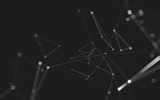 Abstract polygonal space low poly dark background with connecting dots and lines. Connection structure. 3d rendering