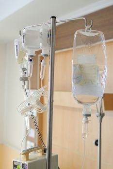 saline IV drip for patient in hospital