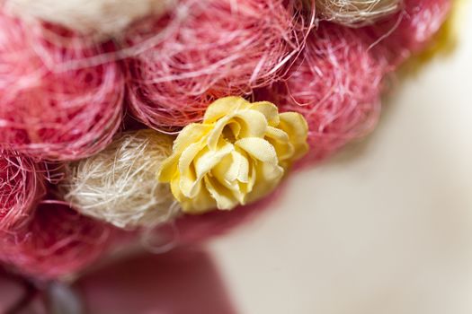 photographed close-up of an artificial tree made of sisal, defocused