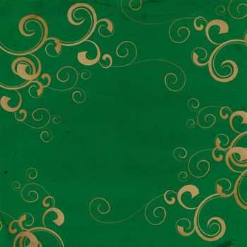 flourishes on dark green old paper