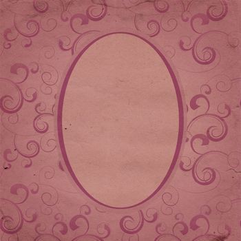 dark pink old flourishes oval  frame paper