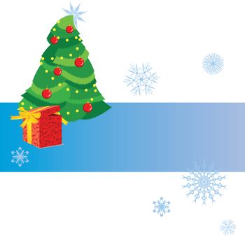 christmas tree with gift banner vector