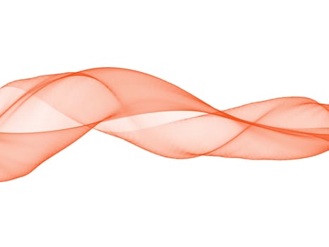 Orange abstract wavy bright smoke silk illustration on white background.