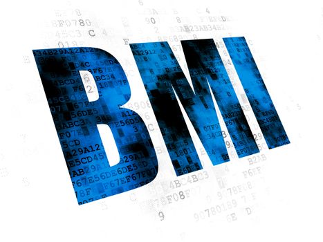 Health concept: Pixelated blue text BMI on Digital background