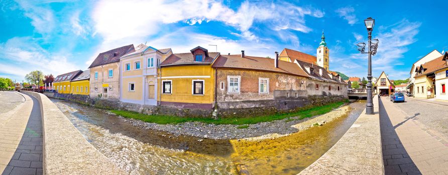 Town of Samobor riverfront panoramic view, northern Croatia