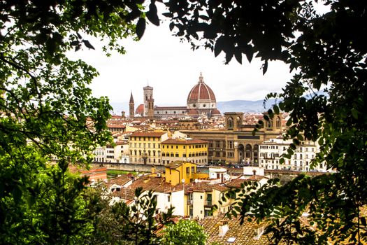 Panorama of Florence and Saint Mary of the Flower cathedral in Florence, Italy.